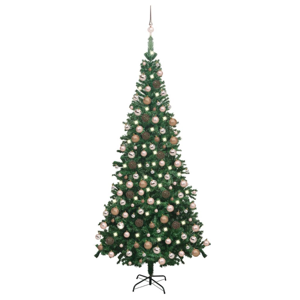 Kunstkerstboom met LED's en kerstballen L 240 cm groen - Griffin Retail