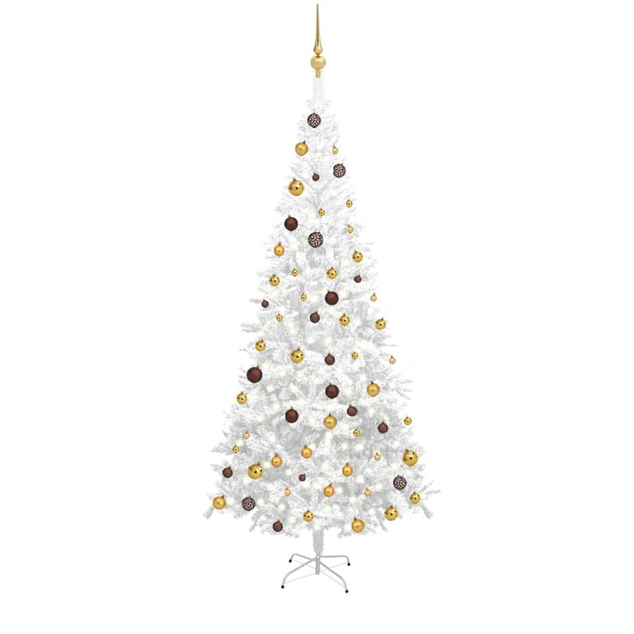 Kunstkerstboom met LED's en kerstballen L 240 cm wit - Griffin Retail