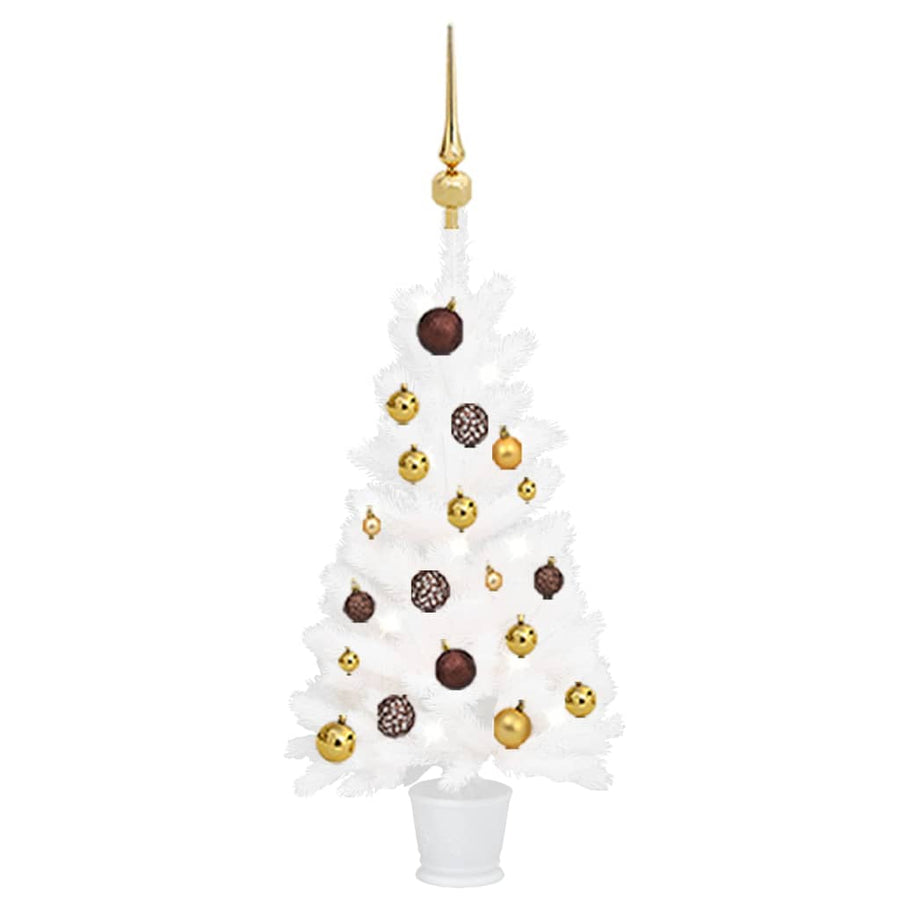 Kunstkerstboom met LED's en kerstballenset 90 cm wit - Griffin Retail