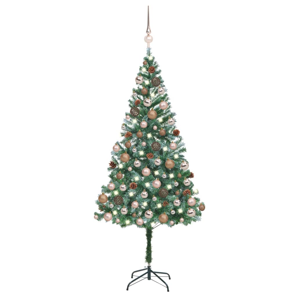 Kunstkerstboom met LED's, kerstballen en dennenappels 180 cm - Griffin Retail