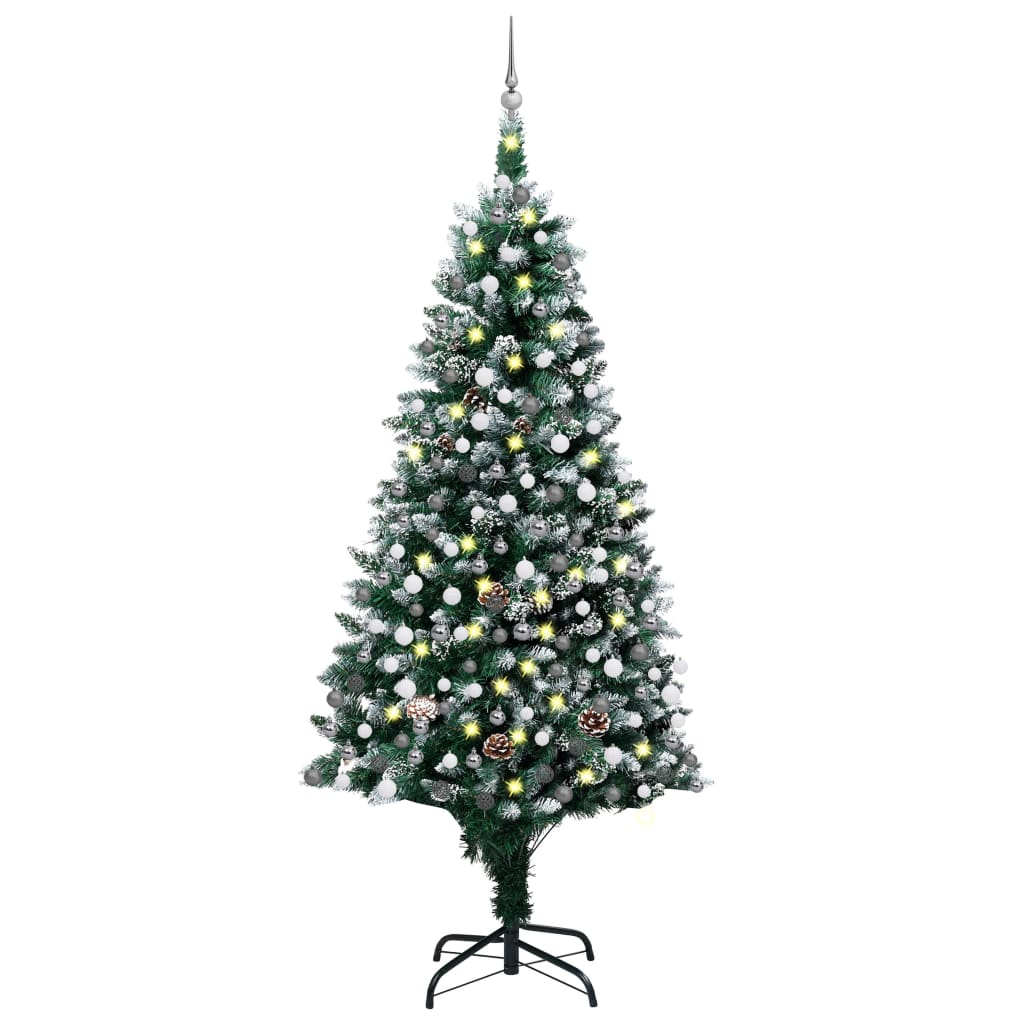 Kunstkerstboom met LED's, kerstballen en dennenappels 210 cm - Griffin Retail