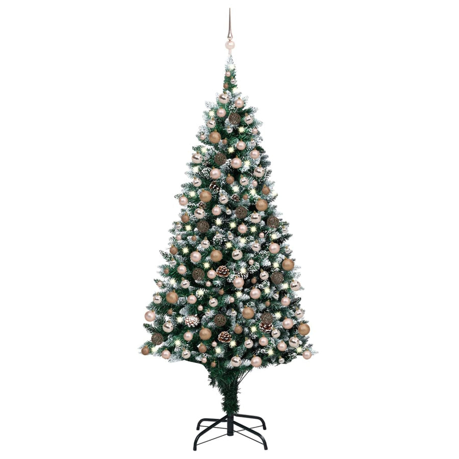 Kunstkerstboom met LED's, kerstballen en dennenappels 210 cm - Griffin Retail