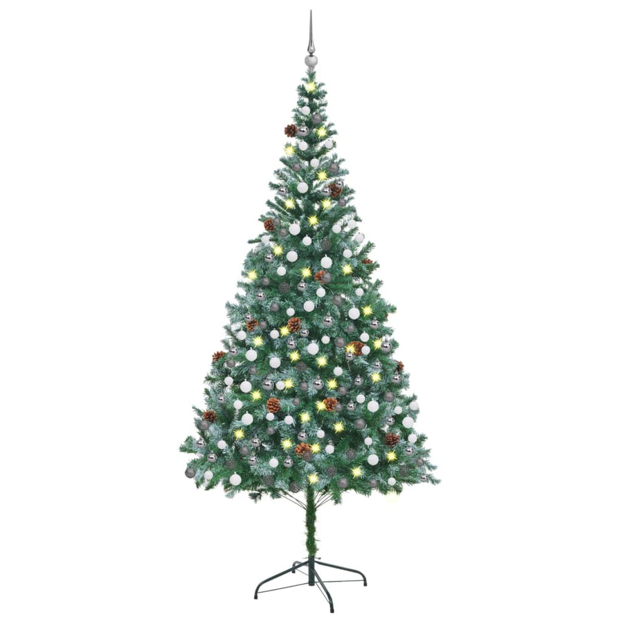 Kunstkerstboom met LED's, kerstballen en dennenappels 210 cm - Griffin Retail