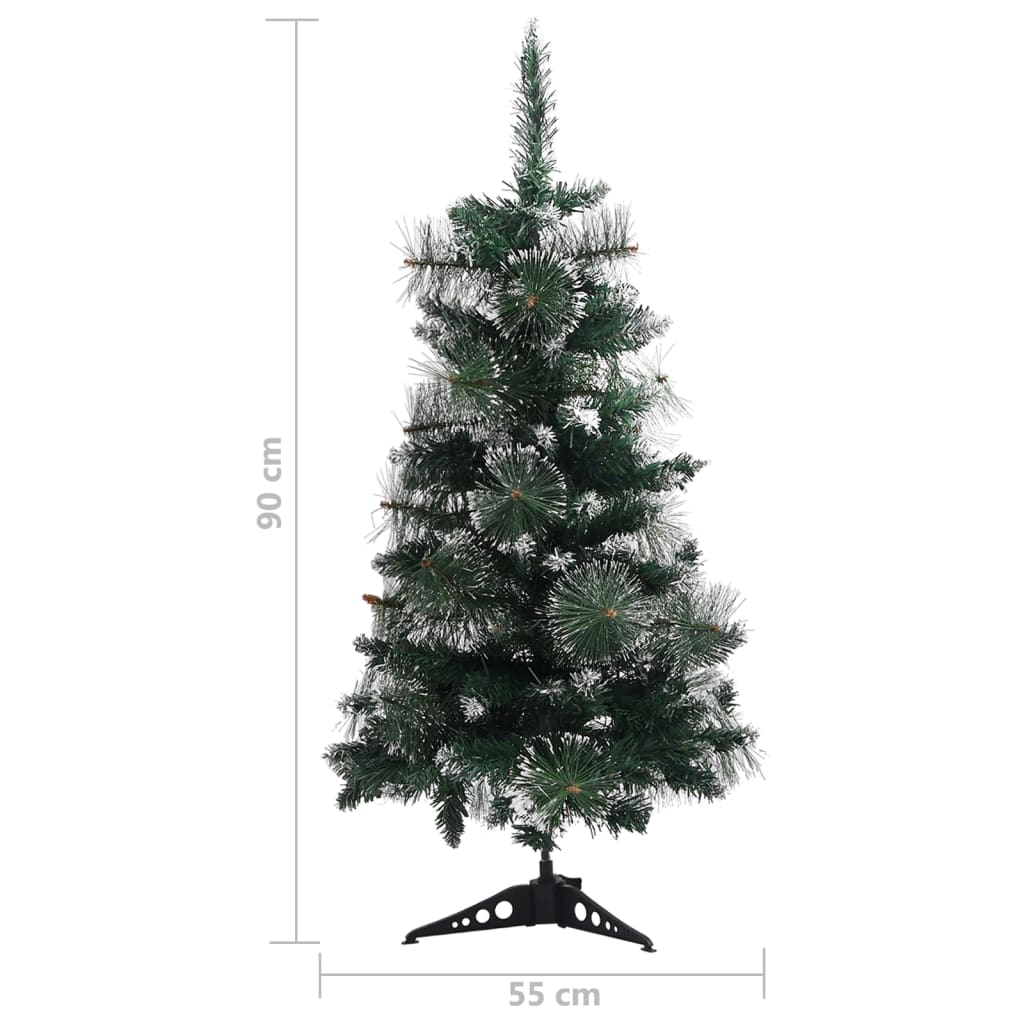 Kunstkerstboom met standaard 90 cm PVC groen en wit - Griffin Retail
