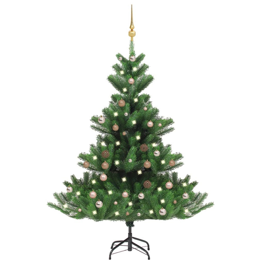 Kunstkerstboom Nordmann met LED's en kerstballen 120 cm groen - Griffin Retail
