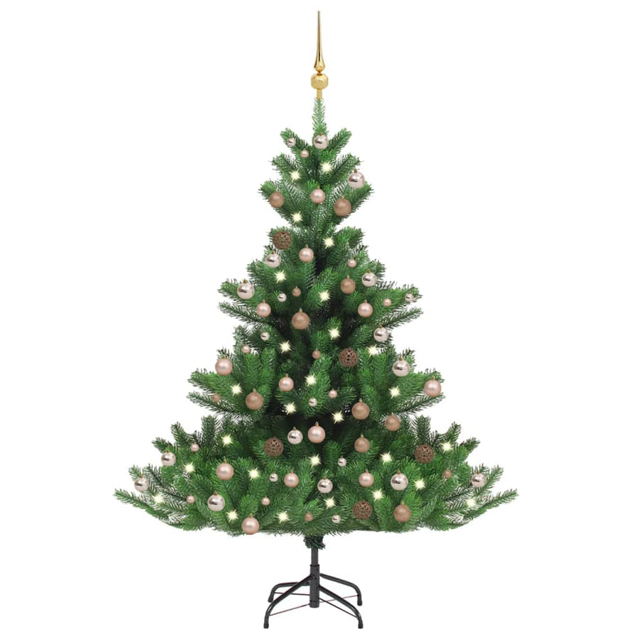 Kunstkerstboom Nordmann met LED's en kerstballen 240 cm groen - Griffin Retail