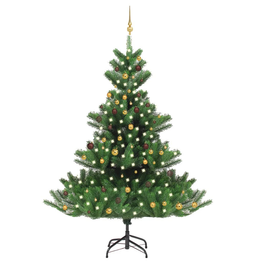 Kunstkerstboom Nordmann met LED's en kerstballen 240 cm groen - Griffin Retail