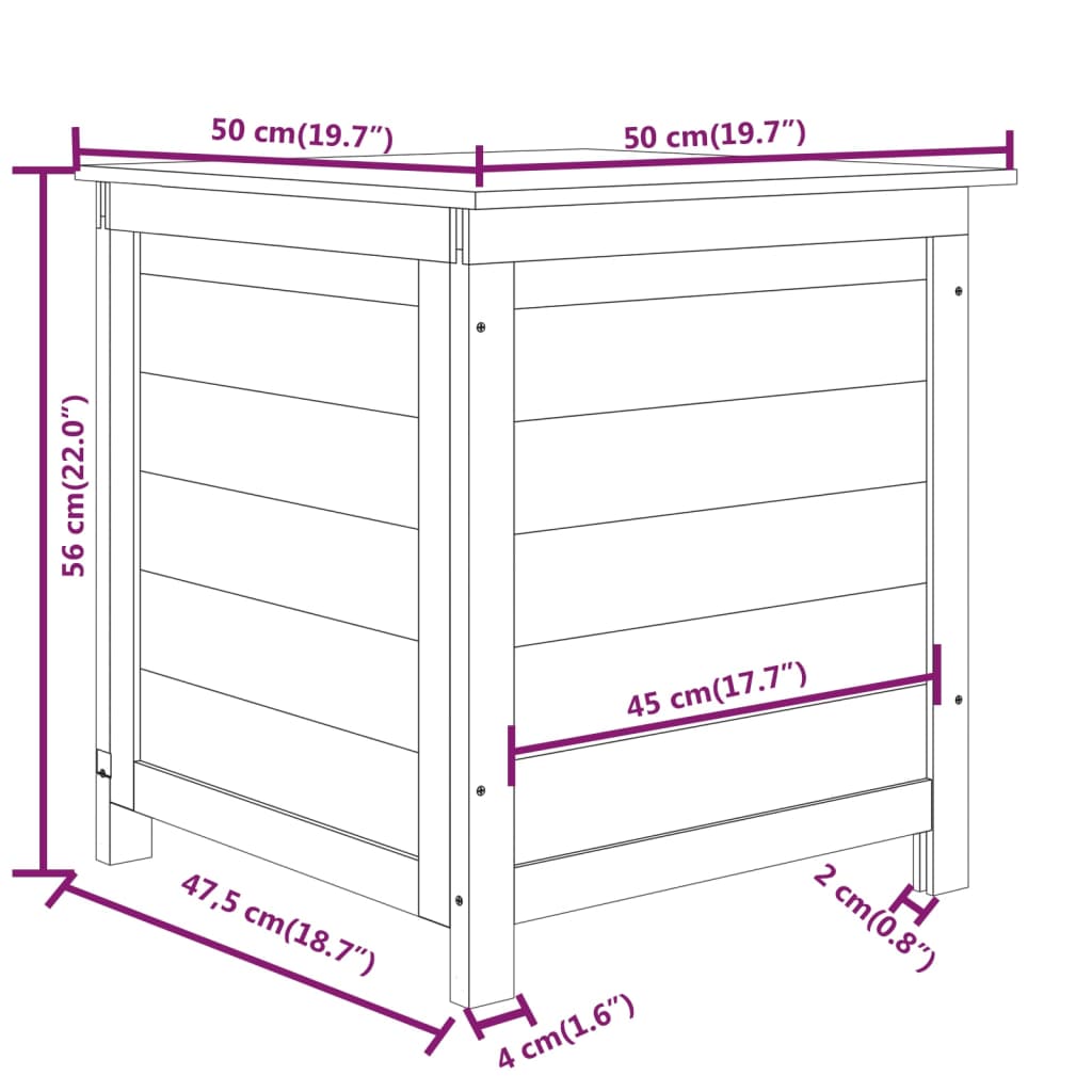 Kussenbox 50x50x56 cm massief vurenhout bruin - Griffin Retail