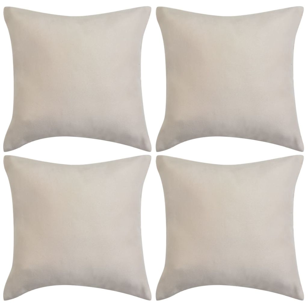 Kussenhoezen 4 stuks beige imitatie suède 50x50 cm polyester - Griffin Retail