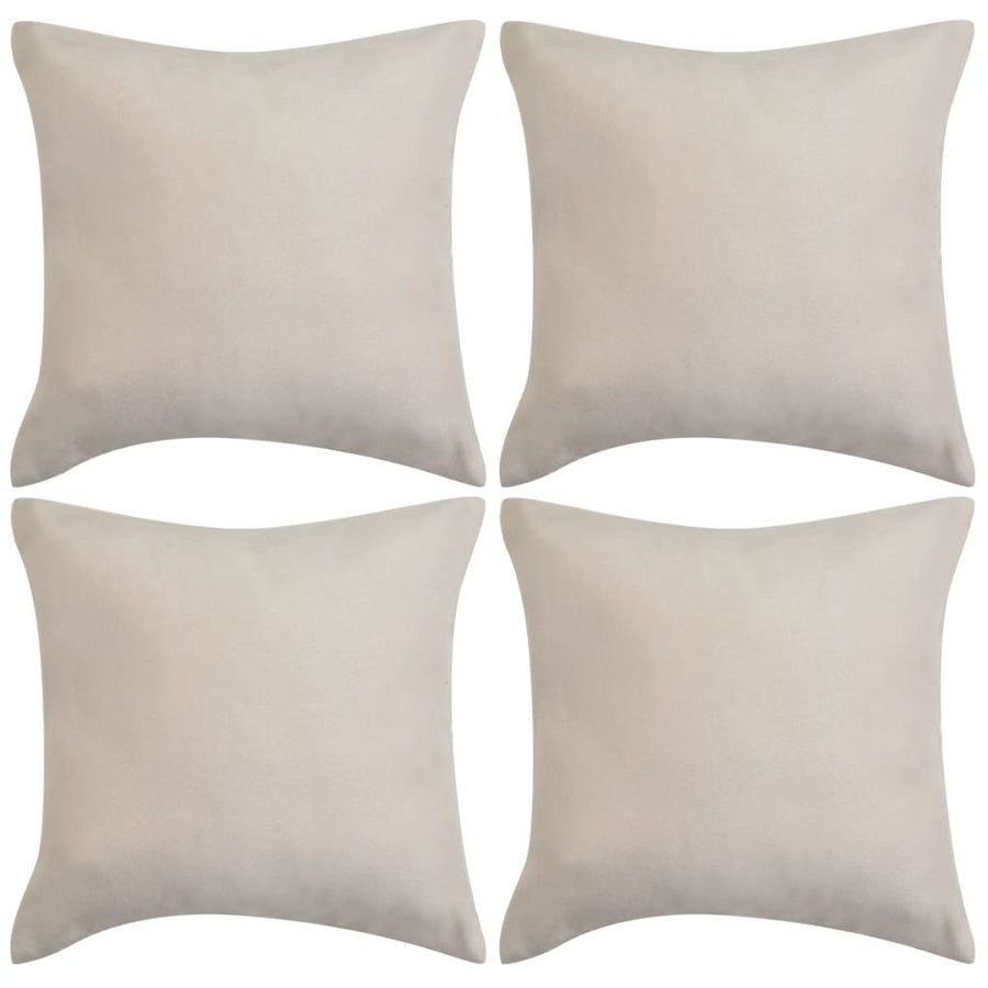 Kussenhoezen 4 stuks beige imitatie suède 50x50 cm polyester - Griffin Retail