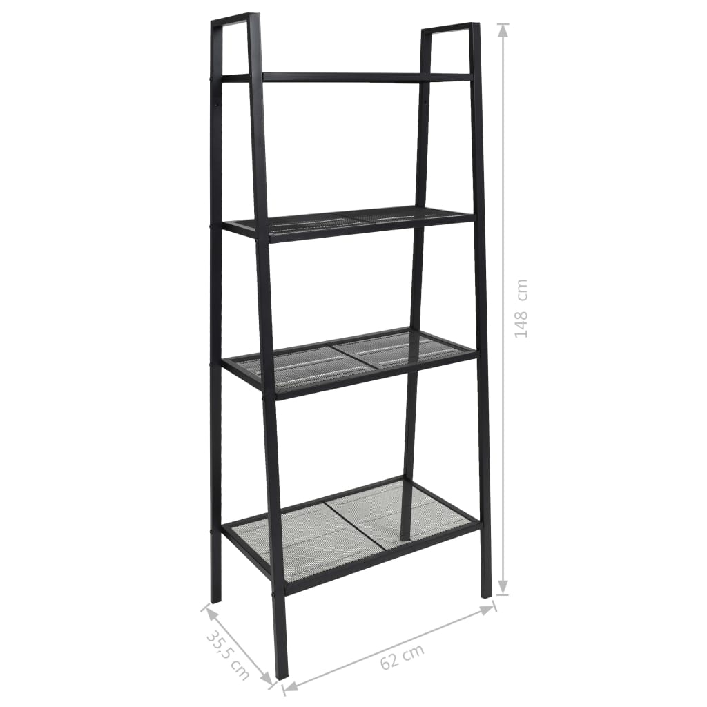 Ladder boekenkast 4 schappen metaal zwart - Griffin Retail
