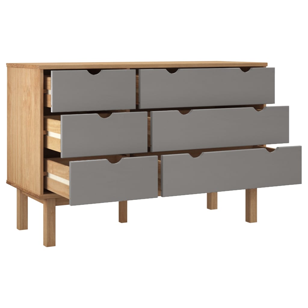 Ladekast 113,5x39,5x73 cm massief grenenhout bruin en grijs - Griffin Retail