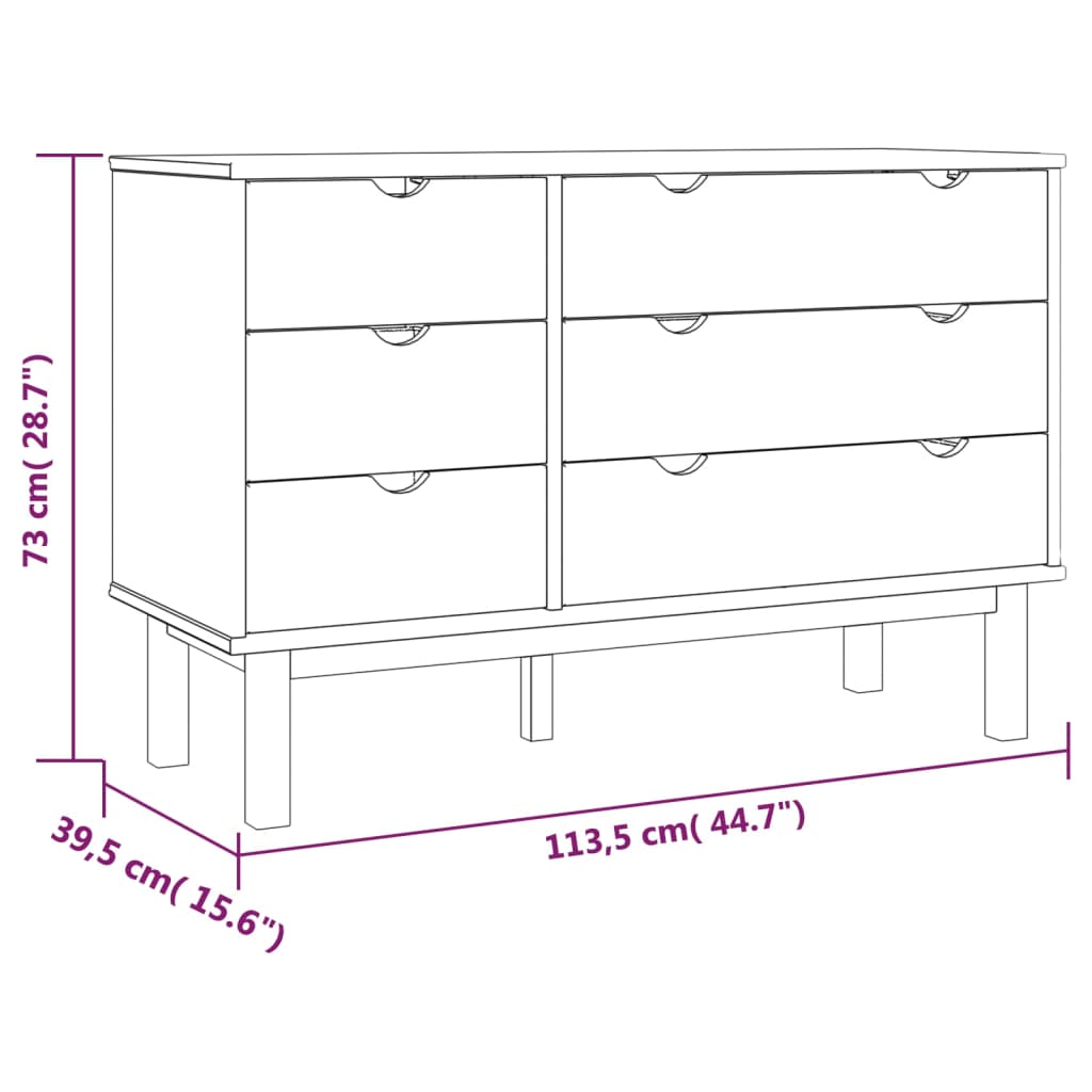 Ladekast 113,5x39,5x73 cm massief grenenhout bruin en grijs - Griffin Retail