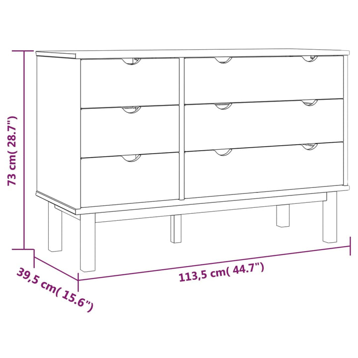 Ladekast 113,5x39,5x73 cm massief grenenhout bruin en grijs - Griffin Retail