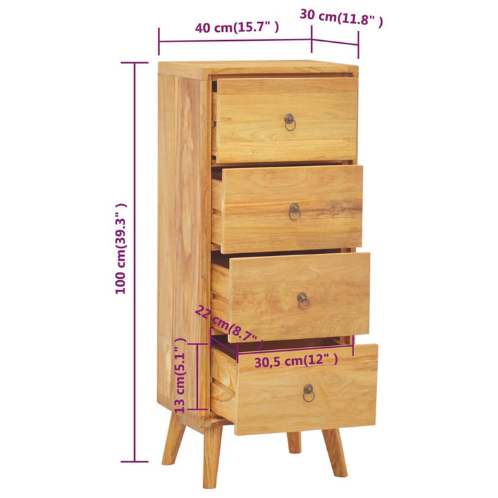 Ladekast 40x30x100 cm massief teakhout - Griffin Retail