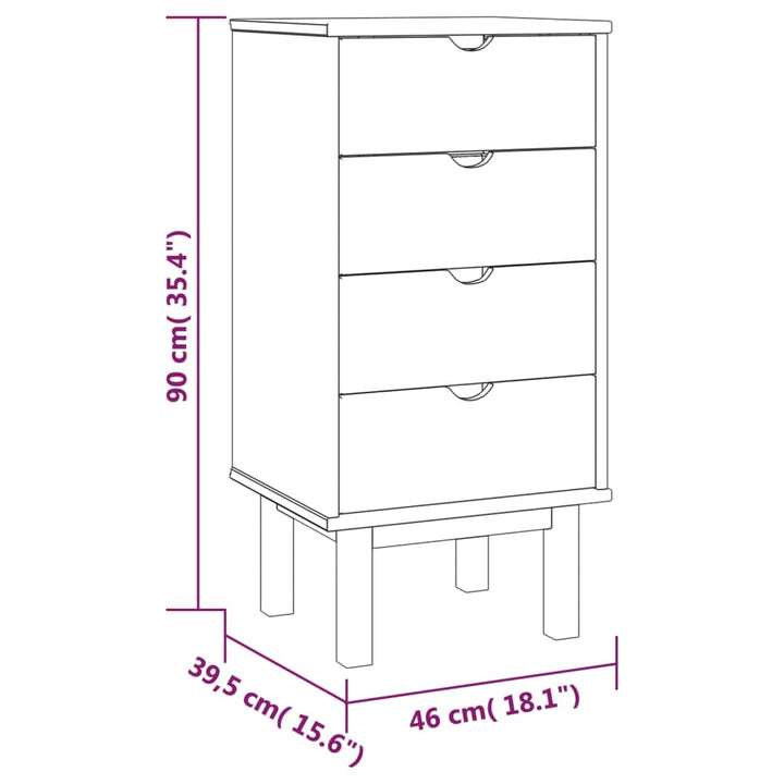 Ladekast 46x39,5x90 cm massief grenenhout - Griffin Retail