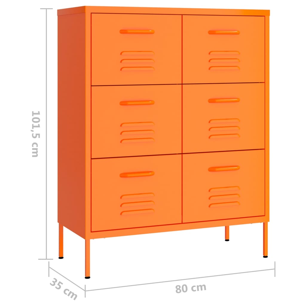 Ladekast 80x35x101,5 cm staal oranje - Griffin Retail