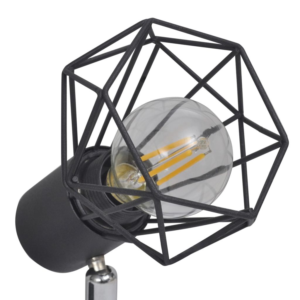 Lamp industrieel met 4 LED's zwart - Griffin Retail