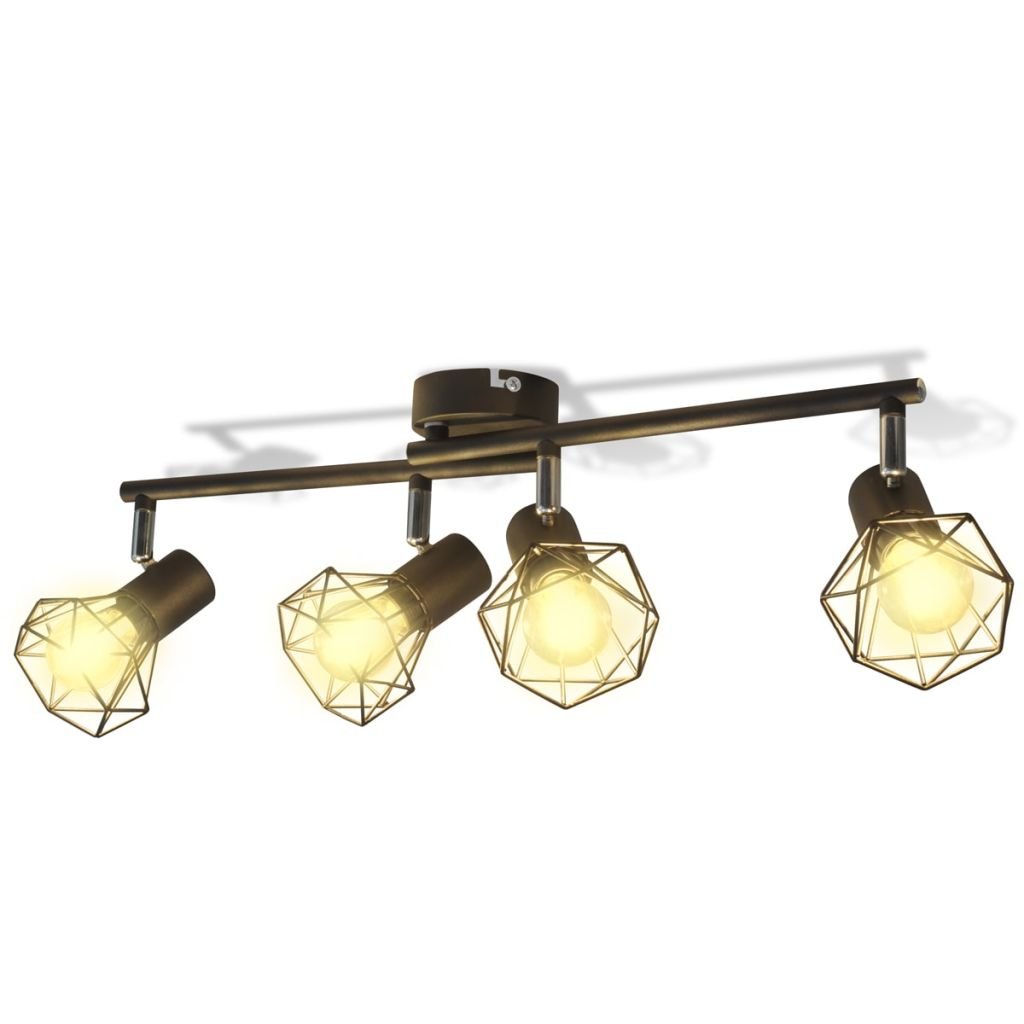 Lamp industrieel met 4 LED's zwart - Griffin Retail