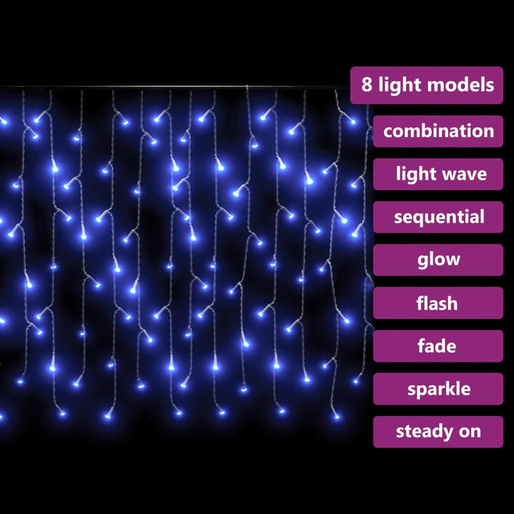 Lichtgordijn met 400 LED's en 8 functies 10 m blauw - Griffin Retail