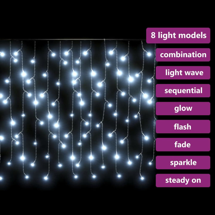 Lichtgordijn met 400 LED's en 8 functies 10 m koudwit - Griffin Retail