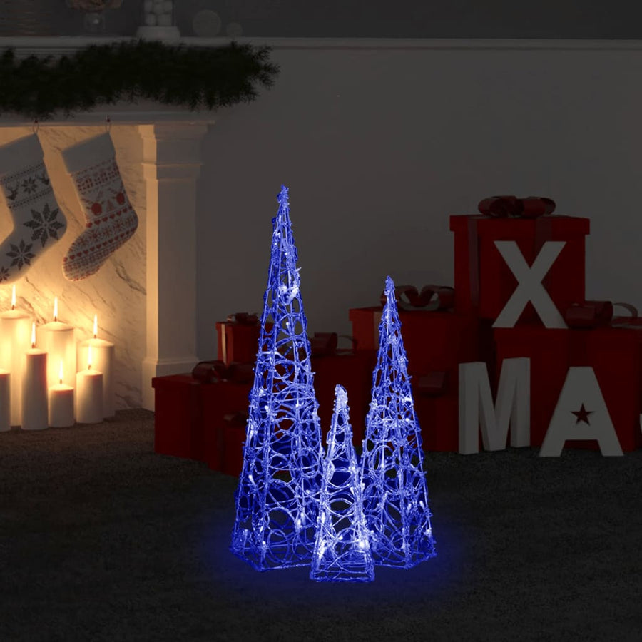 Lichtkegelset decoratief LED 30/45/60 cm acryl blauw - Griffin Retail