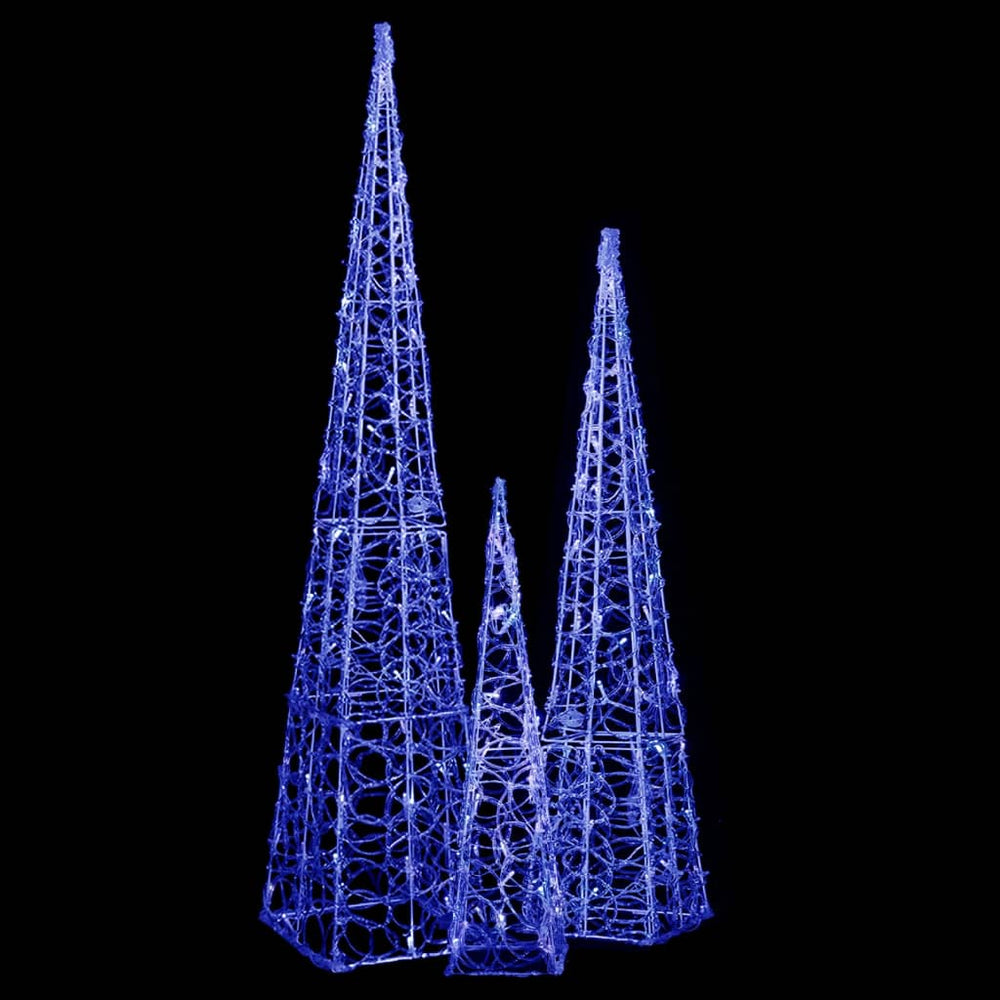 Lichtkegelset decoratief LED 60/90/120 cm acryl blauw - Griffin Retail