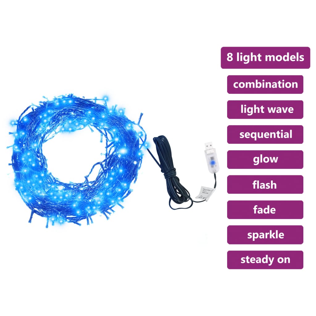 Lichtslinger met 150 LED's 15 m PVC blauw - Griffin Retail