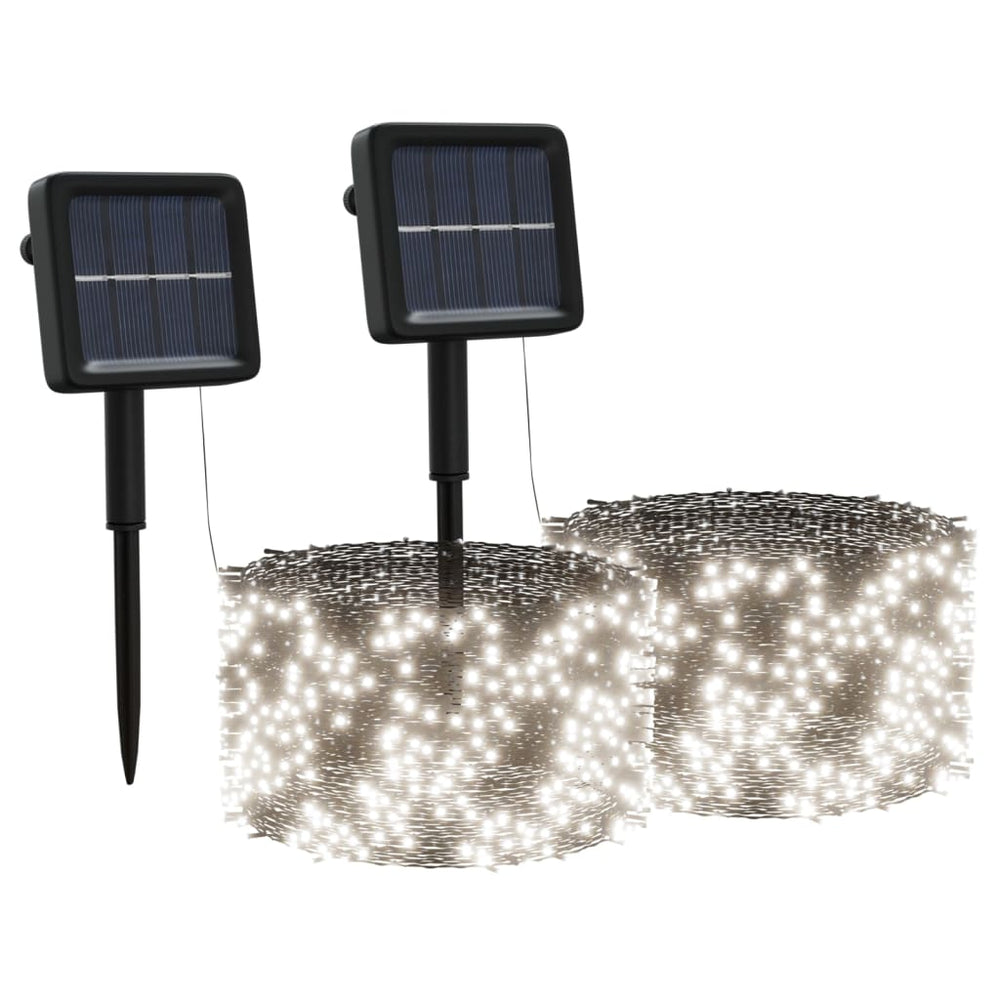 Lichtsnoeren 2 st met 2x200 LED's solar binnen/buiten koudwit - Griffin Retail