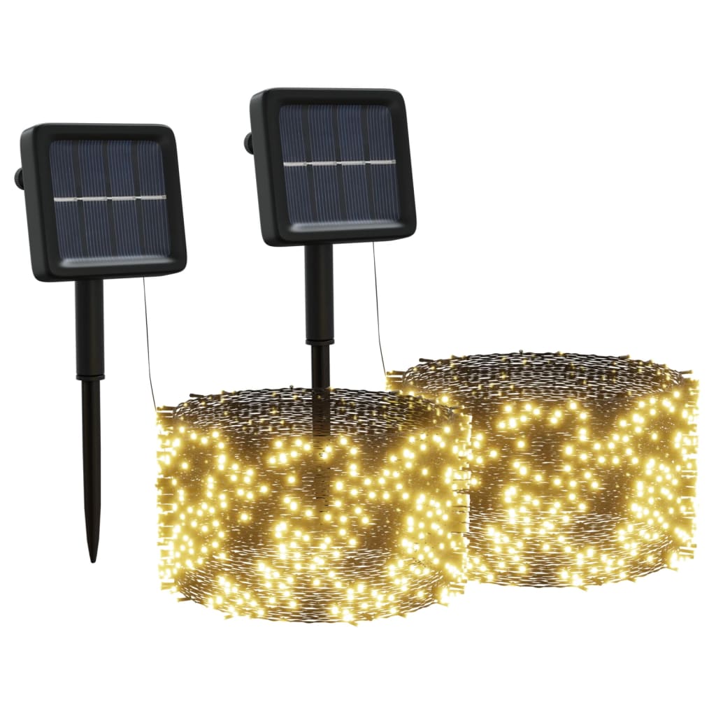 Lichtsnoeren 2 st met 2x200 LED's solar binnen/buiten warmwit - Griffin Retail