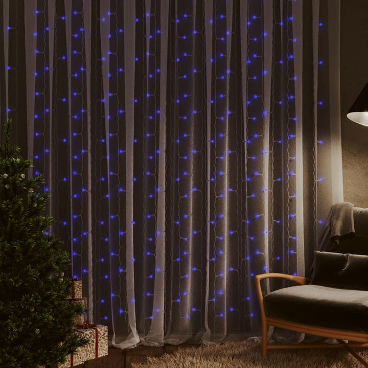 Lichtsnoergordijn met 300 LED's en 8 functies 3x3 m blauw - Griffin Retail