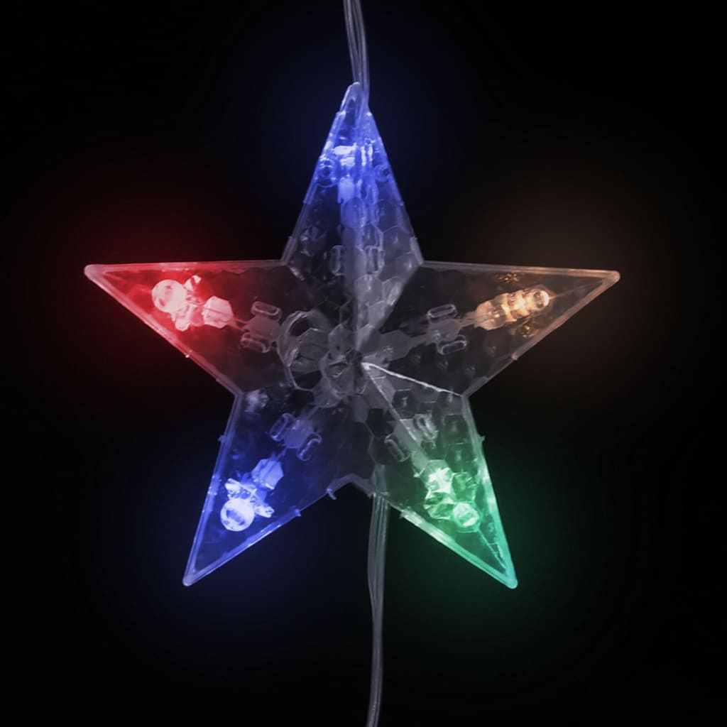 Lichtsnoergordijn sterren met 500 LED's 8 functies meerkleurig - Griffin Retail