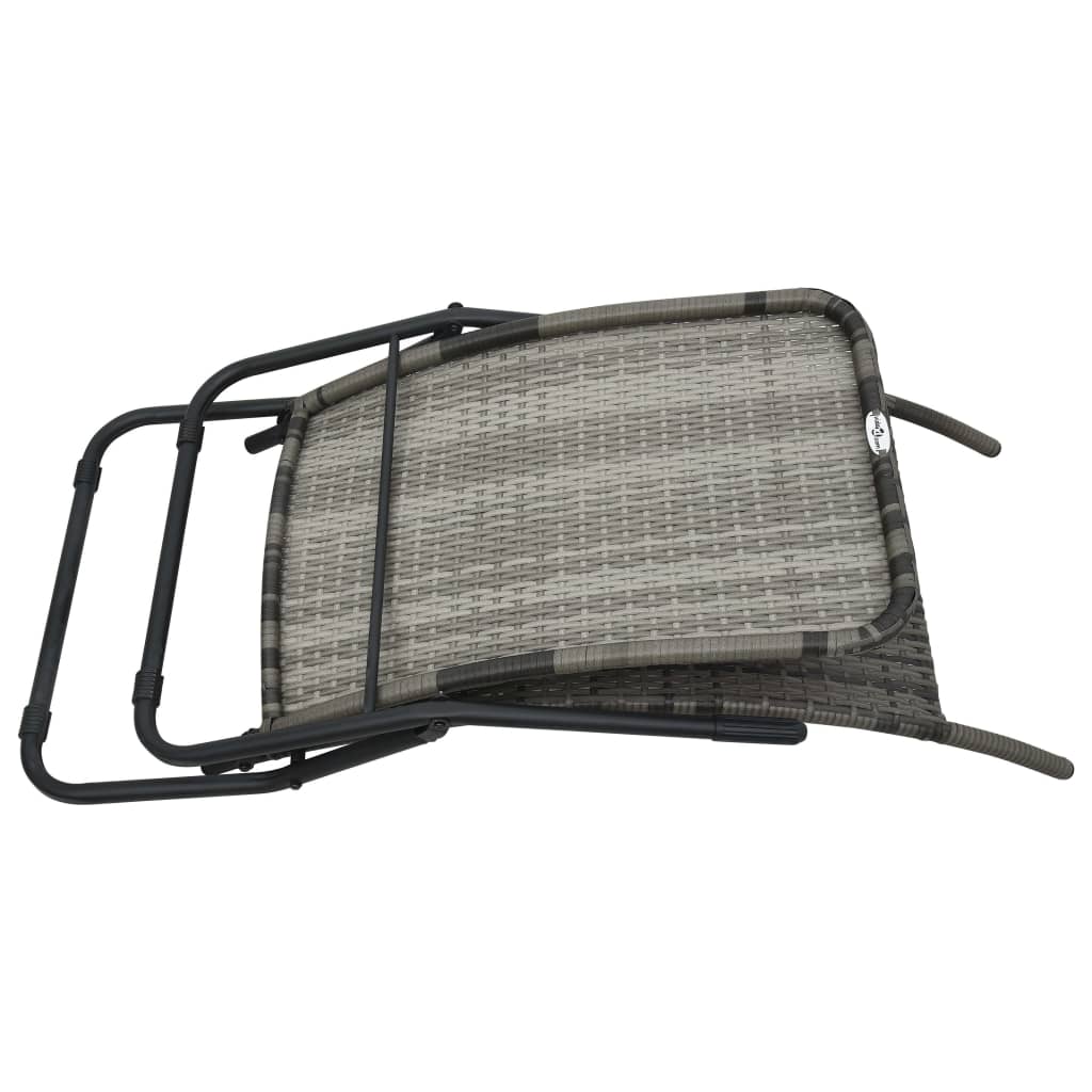 Ligbed inklapbaar poly rattan grijs - Griffin Retail