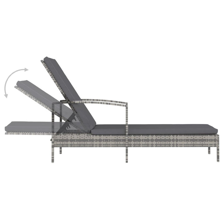 Ligbed met armleuningen poly rattan grijs - Griffin Retail