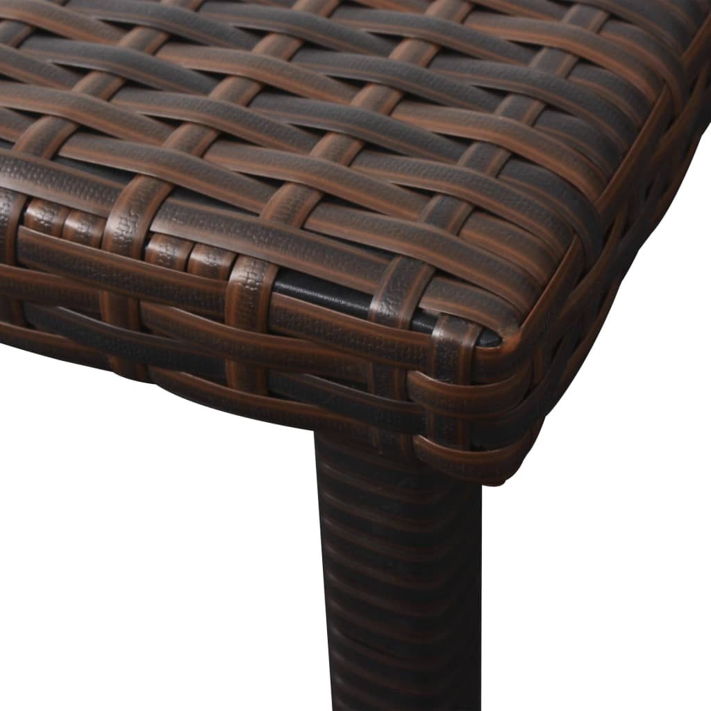 Ligbed met kussen en tafel poly rattan bruin - Griffin Retail