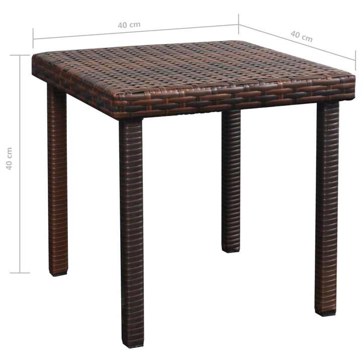 Ligbed met kussen en tafel poly rattan bruin - Griffin Retail