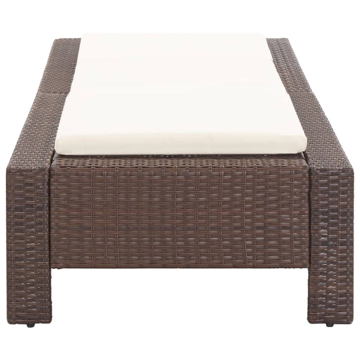 Ligbed met kussen poly rattan bruin - Griffin Retail