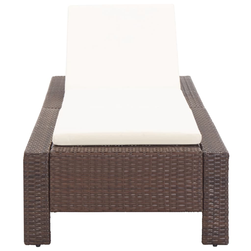 Ligbed met kussen poly rattan bruin - Griffin Retail