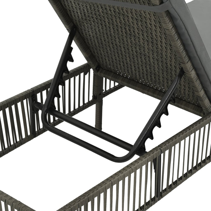 Ligbed met kussen poly rattan grijs - Griffin Retail