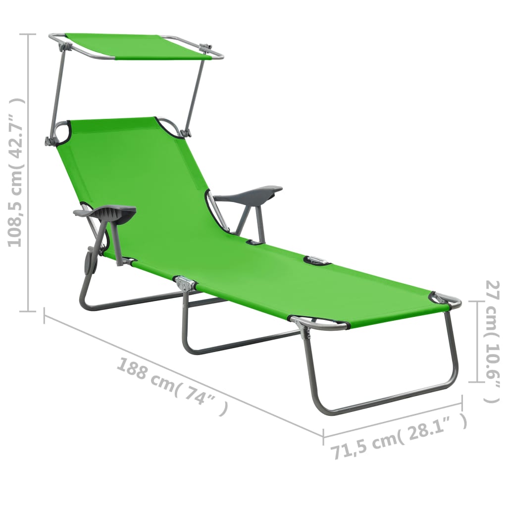 Ligbed met luifel staal groen - Griffin Retail