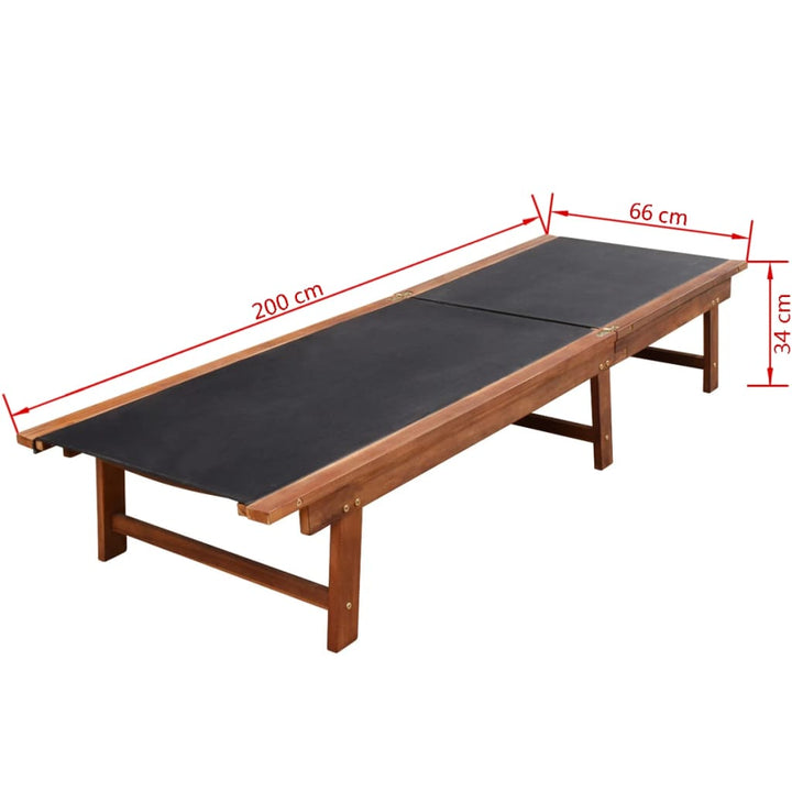 Ligbed met tafel massief acaciahout en textileen - Griffin Retail