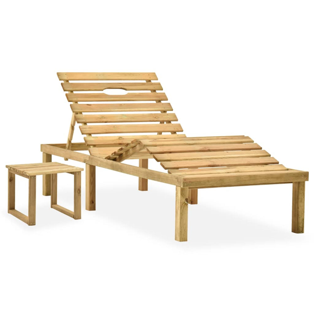 Ligbed met tafeltje en kussen geïmpregneerd grenenhout - Griffin Retail