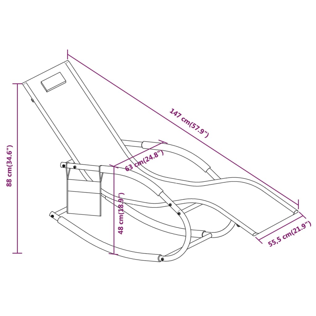 Ligbed schommelend staal en textileen grijs - Griffin Retail