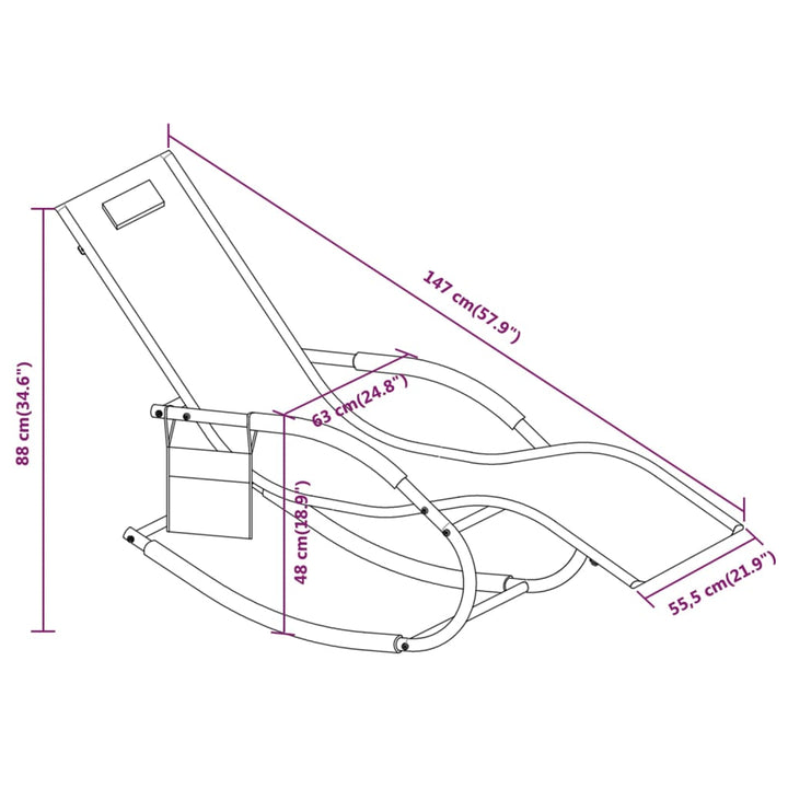 Ligbed schommelend staal en textileen zwart - Griffin Retail