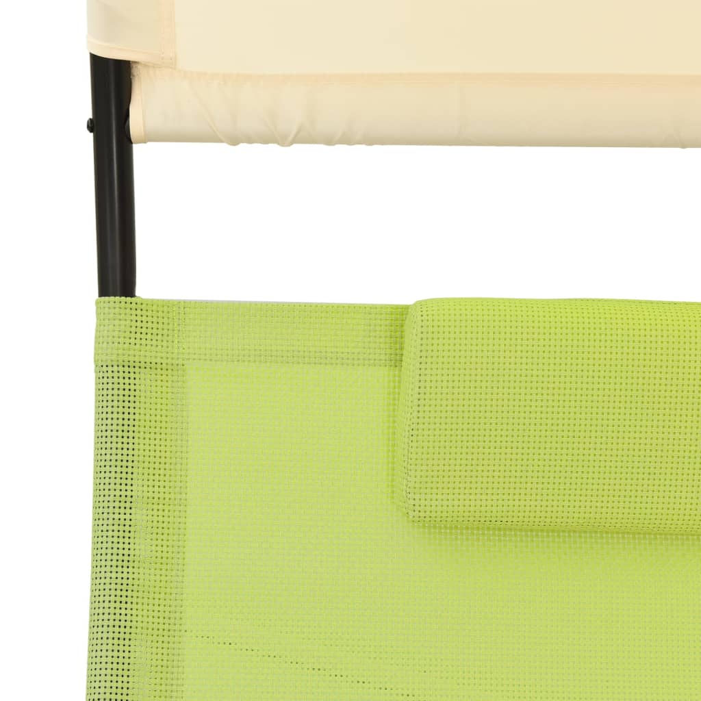 Ligbed tweepersoons met luifel textileen groen en crèmekleurig - Griffin Retail