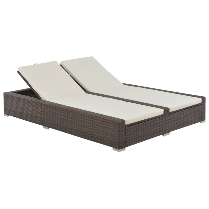 Ligbed tweepersoons poly rattan bruin - Griffin Retail