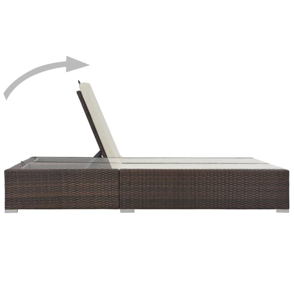 Ligbed tweepersoons poly rattan bruin - Griffin Retail