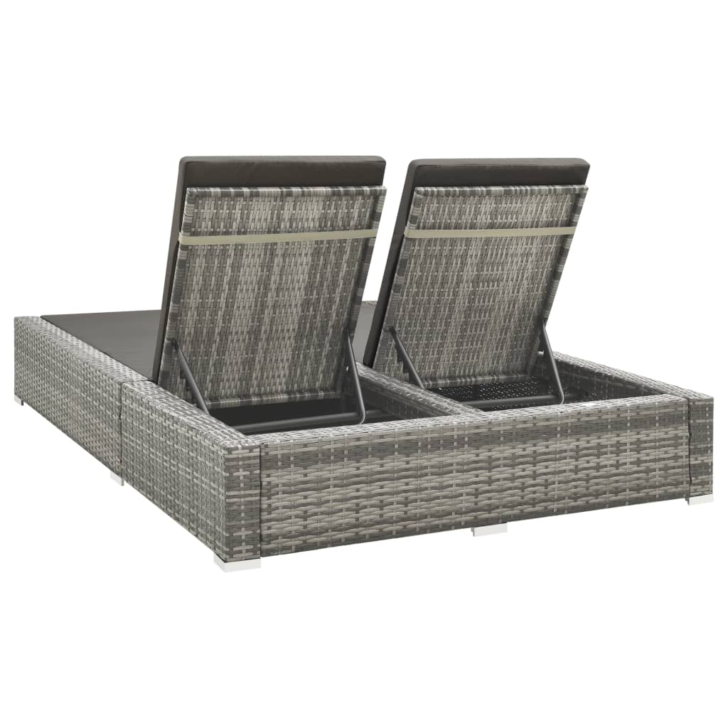 Ligbed tweepersoons poly rattan grijs - Griffin Retail