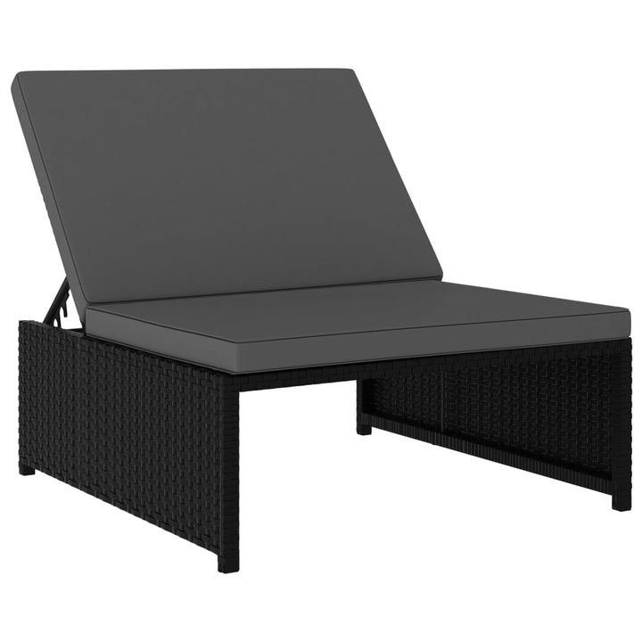 Ligbedden 2 st met tafel poly rattan zwart - Griffin Retail