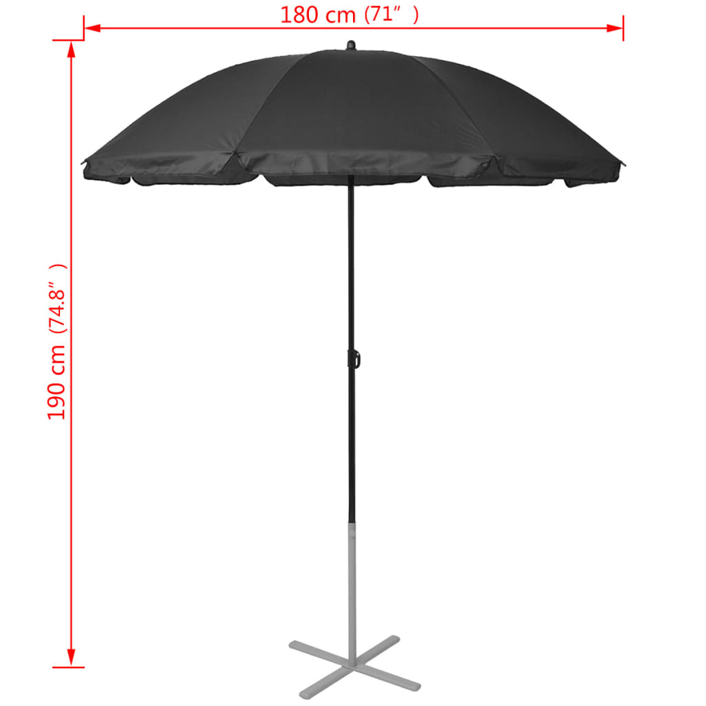 Ligbedden met parasol aluminium zwart - Griffin Retail